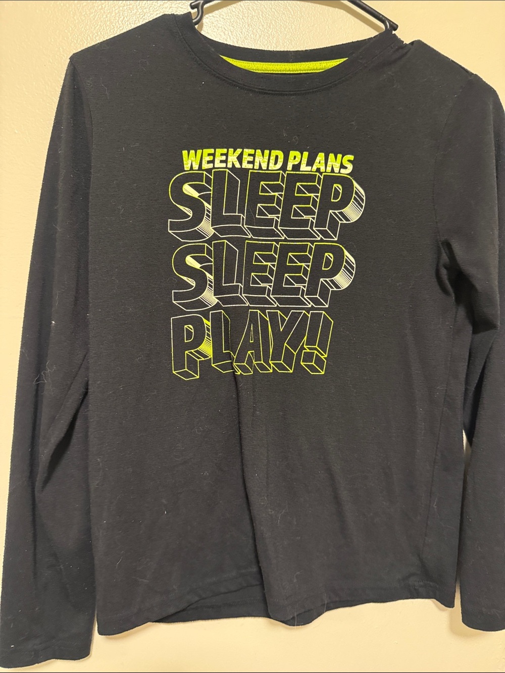 Kids PJ SET - Black Long-Sleeve Tee with Neon Yellow Graphic - Picture 3 of 4
